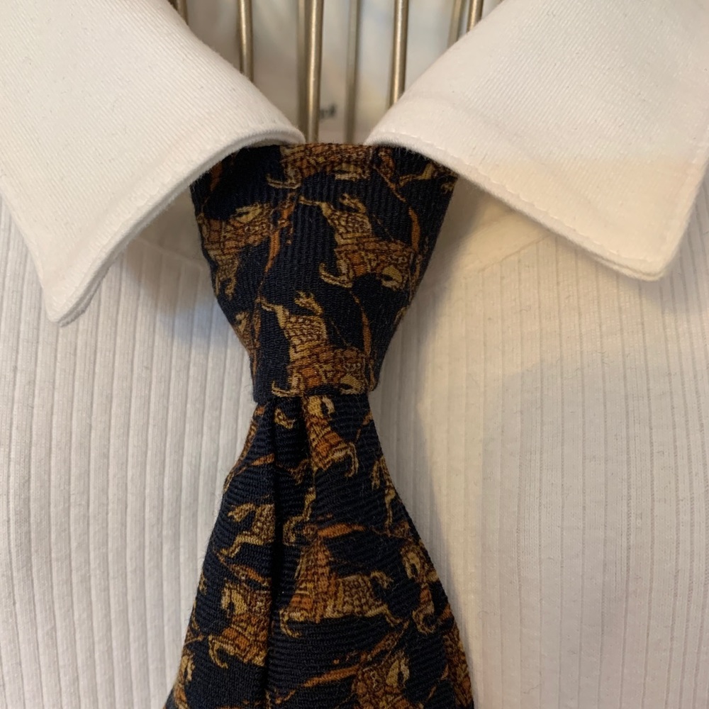 Vintage Burberry tie with Equestrian Night Logo